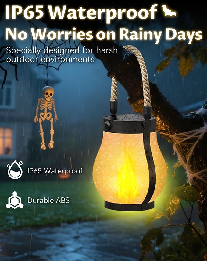 Kaliqo Solar Lanterns Outdoor Lights, Hemp Rope Flame Lights, Dancing Flame Solar Lights,It is Suitable for Outdoor Camping, Home Garden Decoration, Etc. (1)