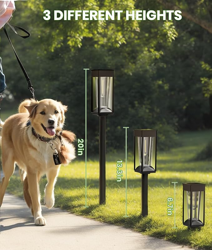 Solar Lights Outdoor, 2-in-1 Warm&Cool, 2 Pack Bright Solar Pathway Lights Waterproof IP65, Long Lasting Solar Path Light for Yard, Patio, Lawn, Garden, Landscape Decoration Lighting