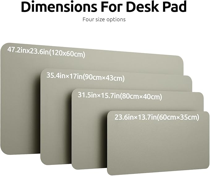 YSAGi Leather Desk Protector, Office Mat, Large Mouse Mat, Non-Slip PU Leather Blotter, Laptop Pad, Waterproof Writing Pad for Office and Home (Sage Green, 47.2" x 23.21")