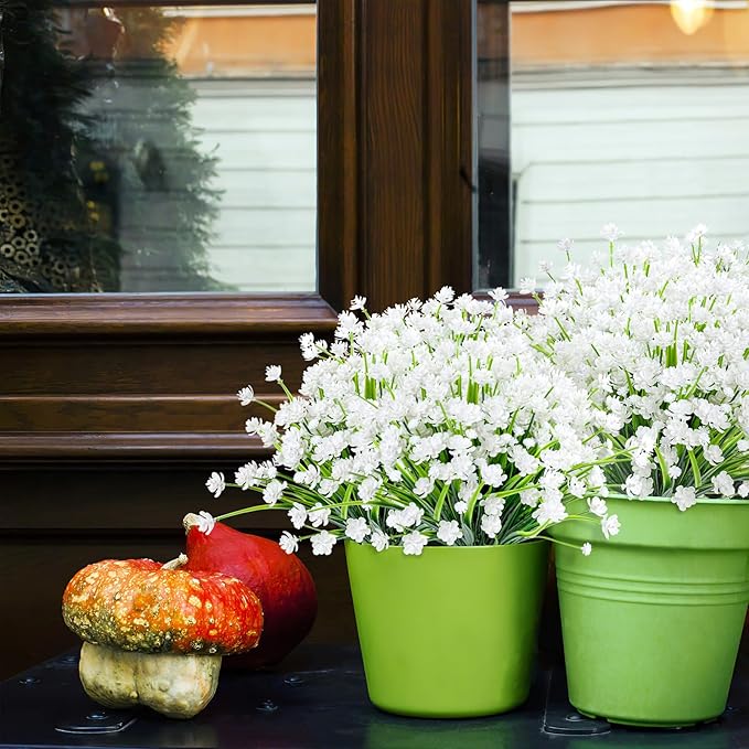 AGIRL 24 Bundles Artificial Flowers for Outdoor,No Fade Fake Plastic Flowers Faux Plants for Decoration Hanging Planters Indoor Outside Garden Porch Window Box Home Wedding Farmhouse