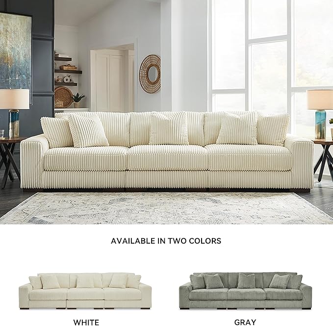 Signature Design by Ashley Lindyn Contemporary 3-Piece Sofa with Reversible Cushions, White