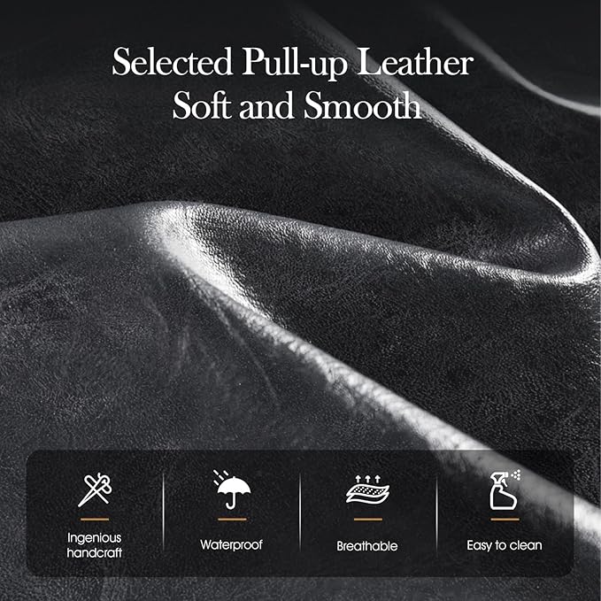 Sophia & William Black Bar Stools Set of 2, Counter Height 24" Bar Stools with Backs,Modern PU Leather Kitchen Island Stools