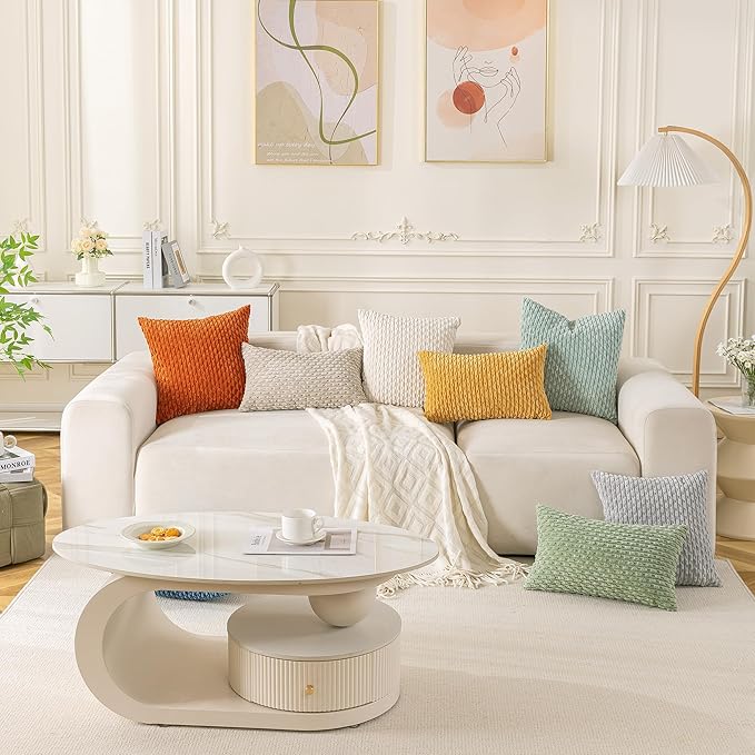 Set of 4 Dark Grey Decorative Throw Pillow Covers 20x20 Inch Corduroy Pillow Covers for Bed Couch Sofa Living Room Soft Square Cushion Cases