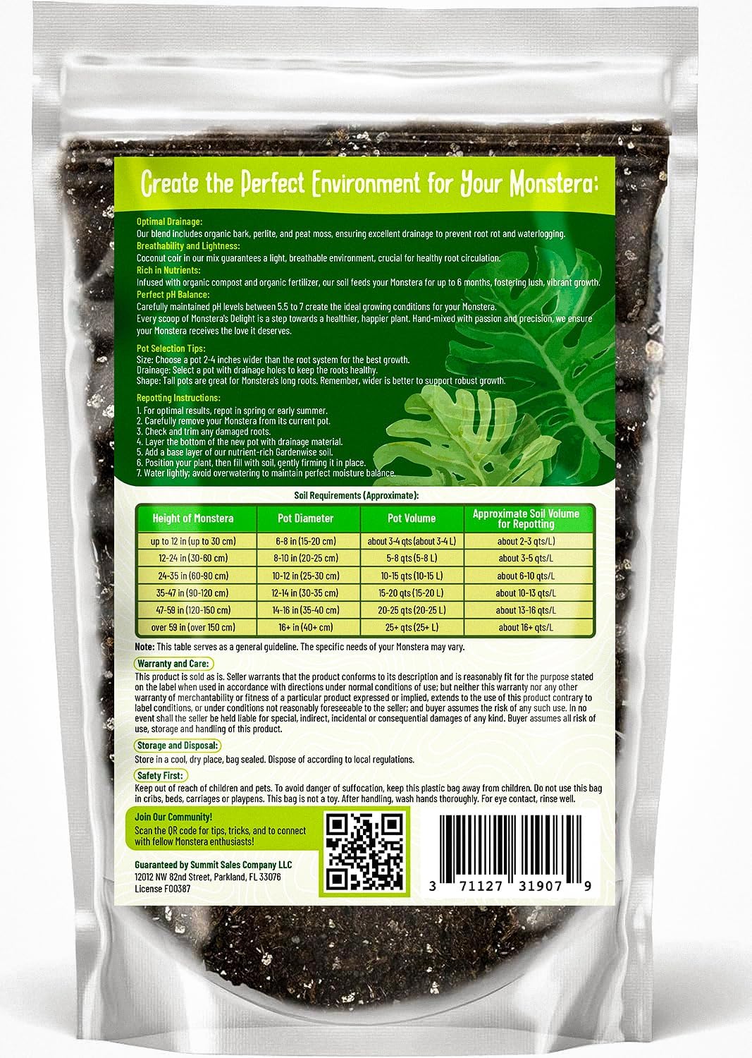 Monstera Potting Soil Mix – Organic, Fast-Draining, Chunky Soil with Coconut Coir & New Zealand Bark for Indoor Plants – Premium Fertilizer for Monstera Deliciosa, Albo & More (5 quarts)