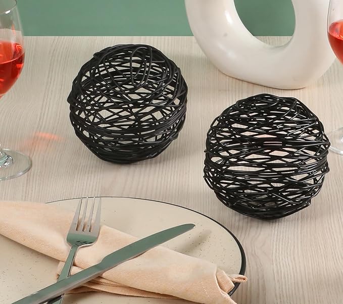 Alpha Living Home Metal Decorative Sphere Set of 3 for Home Decor Modern Decorative Balls for Living Room, Bedroom, Kitchen, Bathroom, Office - Table Decorative Orbs for Centerpiece (Black)