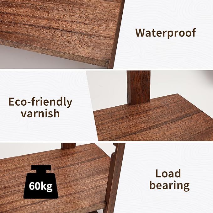 Adjustable Desktop Bookshelf, Bookshelf No Assembly Required, DIY Multi-Combination Shelves Organizer for Home Office Supplies, and Dresser, True Natural Walnut Wood, Brown