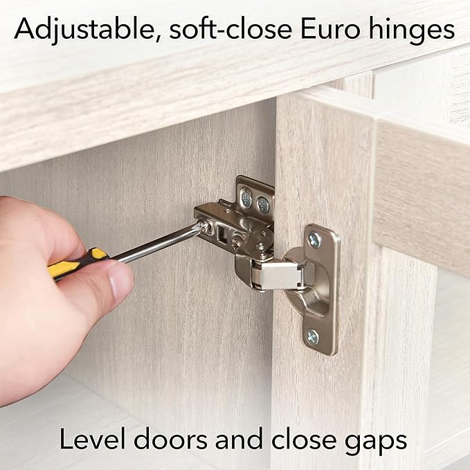 Henn&Hart TV Stand for TVs up to 78'' with 2 Storage Cabinets and Adjustable Shelves for Living Room, Family Room, or Office, Alder White