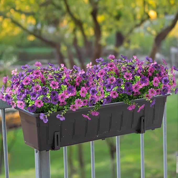 Artificial Flowers Faux Plants Outdoor Fake Flowers Spring Decor,12 Bundles Realistic Plastic Plant Colorful Daisy UV Resistant for Porch Patio Home Yard Garden Window Box Pot Planters