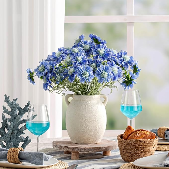 Ceramic Flower Vase 7.6 inch Farmhouse Rustic Vase Decorative Pottery Terracotta Vases for Home Decor Table Mantle Fireplace Living Room Bathroom Wedding Centerpiece (White-Upgraded)