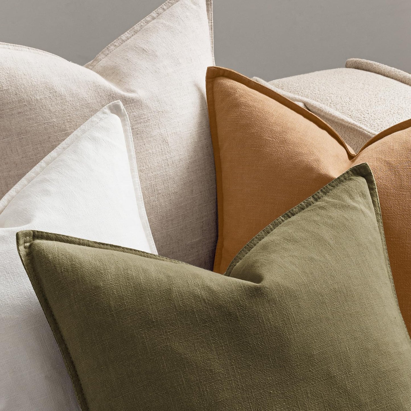 MIULEE Brown Linen Pillow Covers Pack of 4 Decorative Natural Solid Throw Pillow Covers Soft Accent Boho Farmhouse Couch Pillowcases Modern Home Decors for Living Room Bed Sofa 18x18 Inch