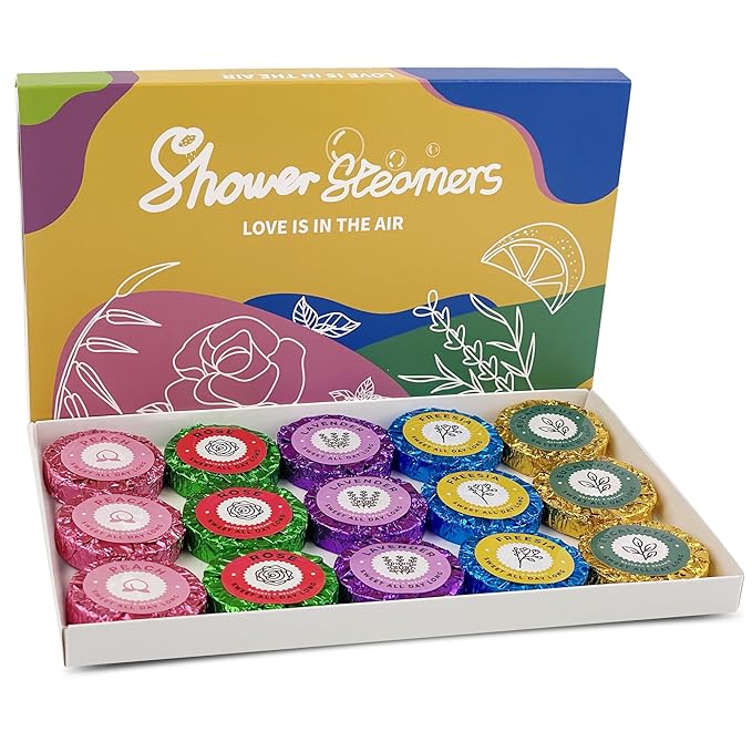 15PCS Shower Steamers Aromatherapy, Gifts for Women & Men Birthdays Christmas Adults Moms Natural Essential Oils, Stocking Stuffers Shower Tablets for Home SPA Self Care Relaxation Stress Relief