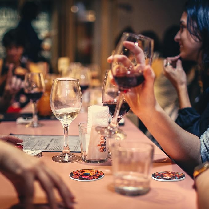 Trillionn 12 Pack Felt Cup Coasters for Drink, Absorbent Coasters for Coffee, Animal Pattern Design