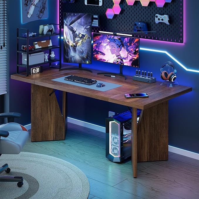 Garvee 70.9'' Dining Table for 6, Farmhouse Rectangular Kichen Table with Sturdy Frame, Wooden Thickened Long Desk and Dinner Desk for Dining Room, Kitchen, Office, Game Room(Retro)