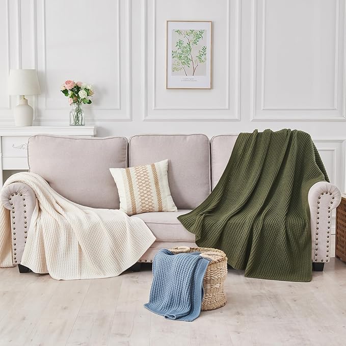 Douceur Black Throw Blanket for Bed, Soft Chunky Cable Knit Throw Blanket, Classic Fisherman's Rib Stitch Pattern Throw for Living Room Gift, 60"X80"