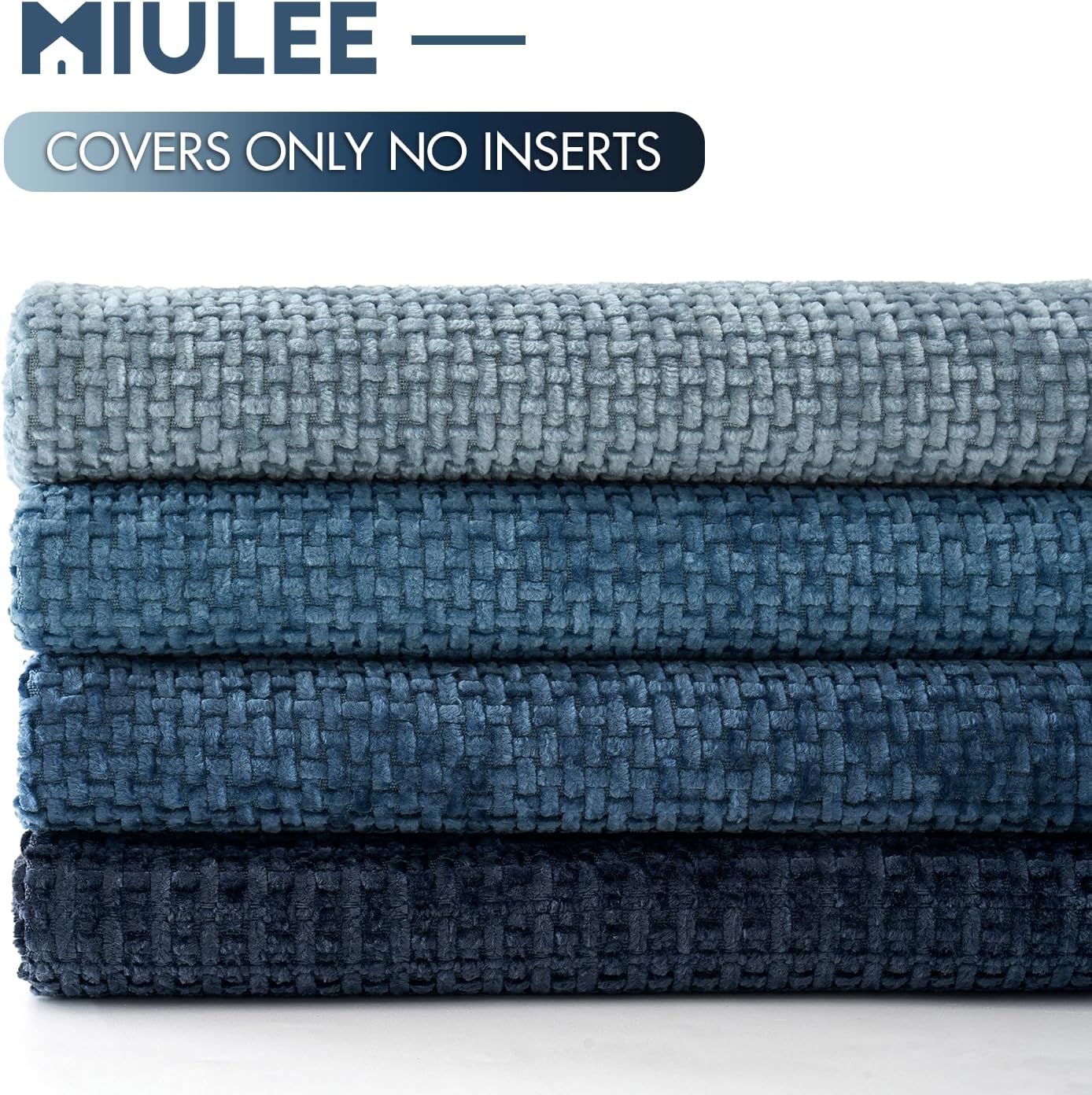 MIULEE Pack of 4 Couch Throw Pillow Covers 20x20 Inch Neutral Blue Soft Decorative Chenille Pillow Covers Farmhouse Accent Cushion Covers for Boho Western Home Coastal Decor Sofa Bedroom Living Room