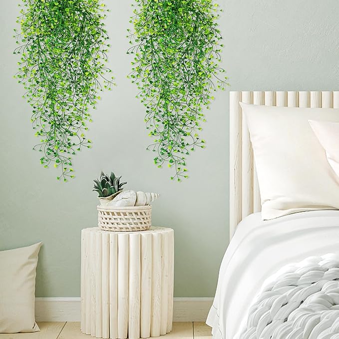 Fake Hanging Plants, 3pcs Faux Hanging Plants, Artificial Plants Ferns Ivy Vine for Wall House Indoor Outdoor Room Home Decor