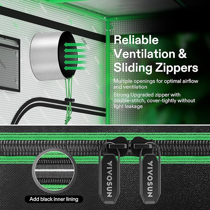 VIVOSUN GIY 3x3 Grow Tent Complete System, 3x3 ft. Grow Tent Kit Complete with 4-inch Inline Fan Package, VS2000 LED Grow Light, Temperature Humidity Monitor, Netting, Grow Bags, Pruning Shear & Timer