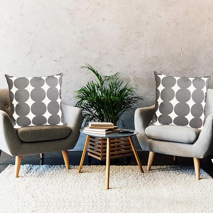 Decorative Throw Pillow Covers Set of 2 Dark Grey Fashion Polka dot Pillow Covers 16x16 Inch Throw Pillow Cover Linen Pillowcase Farmhouse Outdoor Pillow Covers for Couch Sofa Living Room