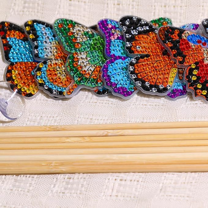 Yanfairy 8 Pcs Butterfly Diamond Painting Kits, Diamond Art Kits for Garden Decor, Butterfly Stakes Diamond Art Kits for Adults, Crafts for Adults