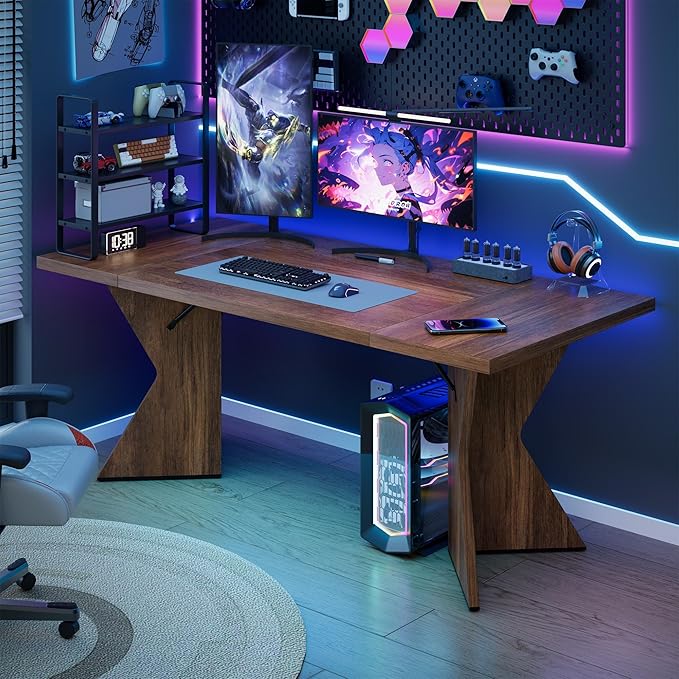 Garvee 70.9'' Dining Table for 6, Farmhouse Rectangular Kichen Table with Sturdy Frame and “V” Leg, Wooden Thickened Long Desk and Dinner Desk for Dining Room, Kitchen, Office, Game Room(Retro)