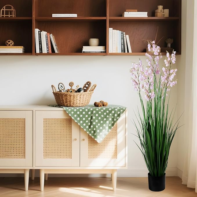 Green Onions Home Decor Fake Plants Lily of The Valley Snake Plant Home DéCor Accents Artificial Grass Room Decor Artificial Plants Indoor Artificial Grass 47" 2PCS(Pink)