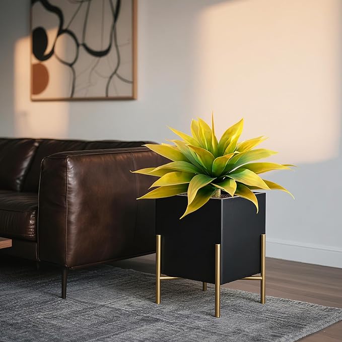 Artificial Plants Outdoors Faux Agave Fake Greenery Outdoor Artificial Plant 28" Fake Plant for Indoor Home Decor Plastic Plant Outdoor Decor Front Porch Decor Faux Cactus(Yellow 2Pcs)No Vase