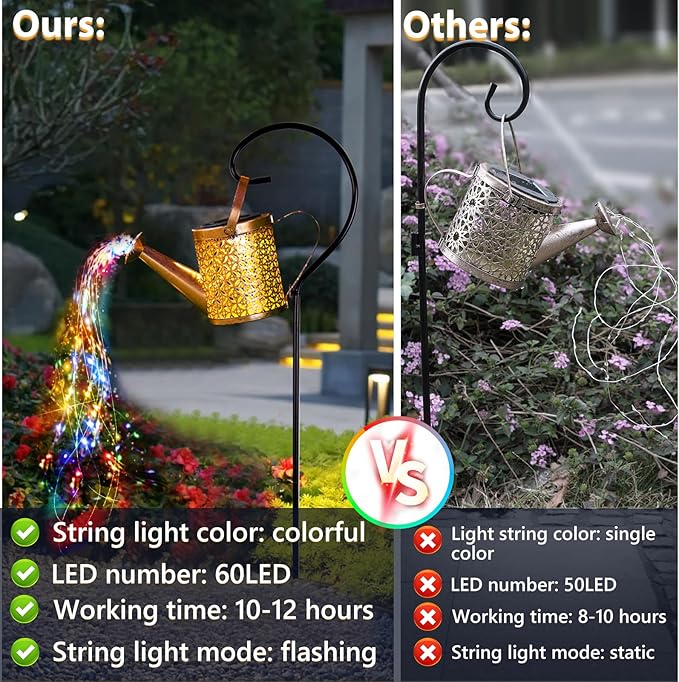 Solar Watering Can Light, Solar Yard Decorations Outdoor, Garden Decor Lights, IP65 Waterproof Hanging Lantern Lights, Flower Bed Decor, Gifts for Grandma, Women, Mom