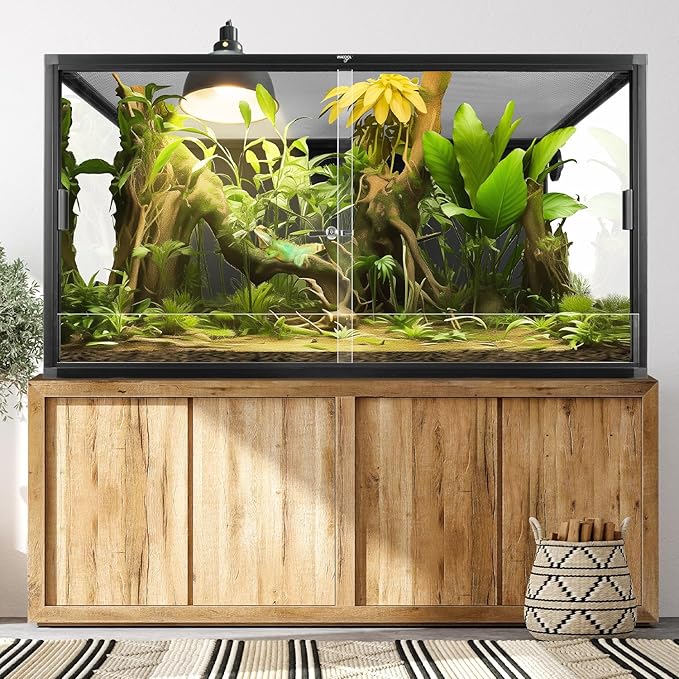 120 Gallon Reptile Tank, Large Terrarium for Bearded Dragons, Snakes, Leopard Geckos, Sliding Door & Top Ventilation, 48" x 24" x 24" Easy-to-Maintain Reptile Enclosure