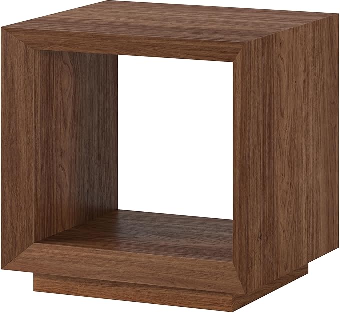 Henn&Hart 22" Wide Rectangular Side Table in Satin Walnut, for Home, Living Room, Bedroom, Entertainment Room, Office