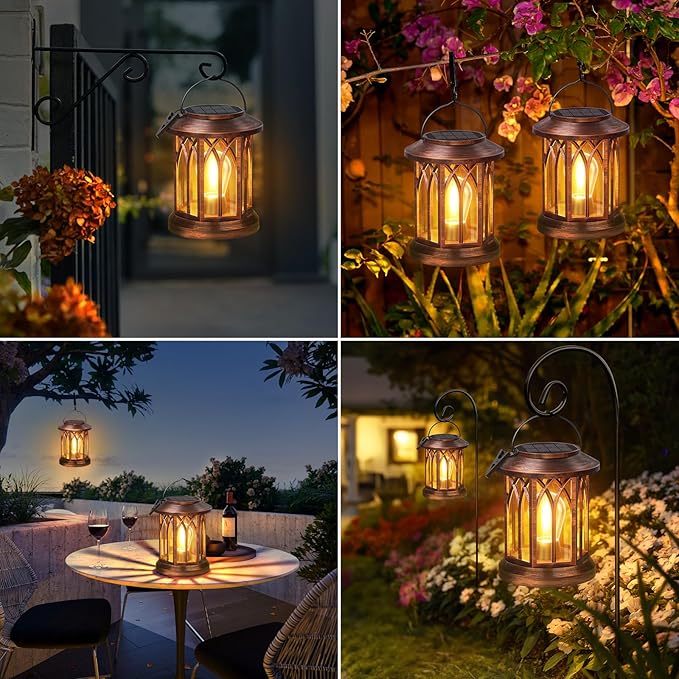 WdtPro Solar Lanterns Outdoor Hanging 4 Pack, Upgraded Bright Solar Lantern Lights Outdoor Waterproof, Solar Powered Lantern Over 12Hrs for Outside Garden Yard Patio Decor (Copper)