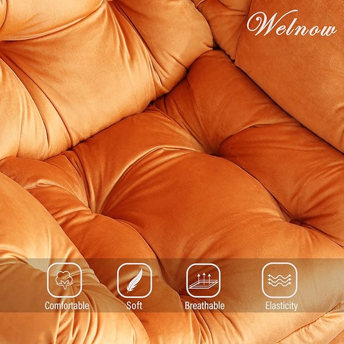 Welnow Lazy Chair with Ottoman, Modern Lounge Accent Chair with Armrests and a Side Pocket, Leisure Sofa Armchair, Reading Armchair with Footrest for Small Space, Corner Chair