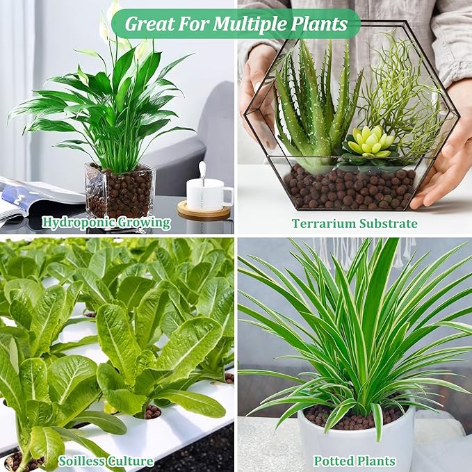 Riare 6 LBS Organic Expanded Clay Pebbles - 4mm-16mm Natural Leca Balls Lightweight Hydroponic Clay Pebbles Aggregate for Indoor Plants, Hydroponic Growing, Plants Drainage, Aquaponics