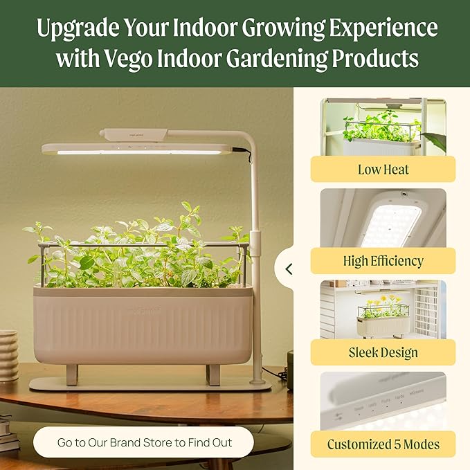 Vego Garden 2 Pack Herb Indoor Planter Box, Self Watering Pots with Trellis for Kitchen Window Sill or Countertop Plants Cage - Cream White