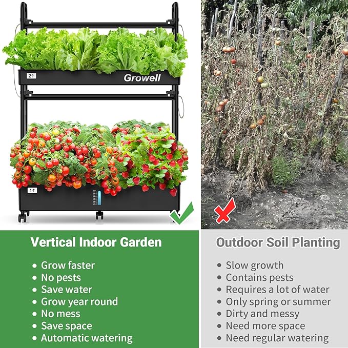 Hydroponics Growing System Kit, 60 Pods Vertical Indoor Garden with LED Grow Light, Auto Circulating Water System & WiFi Smart Plug, Indoor Gardening System for Vegetable Fruit Herb