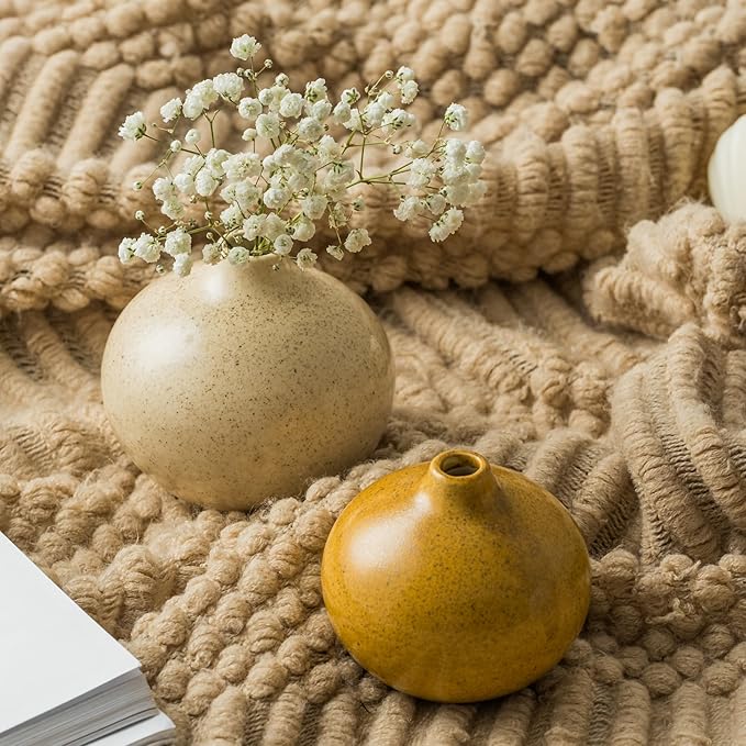 Ceramic Vase Set of 3,Small Vase for Home Decor,Mini Flower Vase, Decorative Vase for Table Living Room,Bedroom, Kitchen, Bathroom, Bookshelf