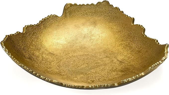 Red Co. 12” Decorative Antique Golden Allure Torn Metal Centerpiece Bowl with Sculpted Edges