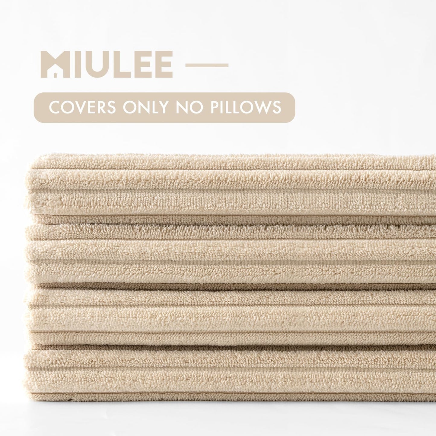MIULEE Boho Farmhouse Throw Pillow Covers 18x18 Inch Set of 4 Mordern Nordic Cushion Covers Soft Corduroy Home Decor for Couch Bed Sofa Living Room Beige
