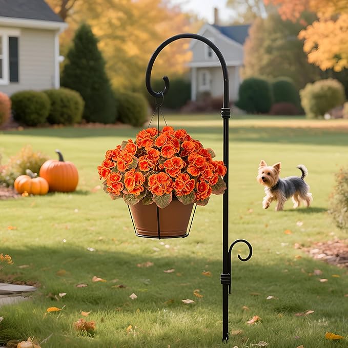 Fake Fall Flowers Artificial for Outdoors Decoration, 6 Bundles Faux Geranium Silk Flower Outside UV Resistant No Fade Artificial Floral for Home Garden Balcony Indoor Table Centerpieces Decor