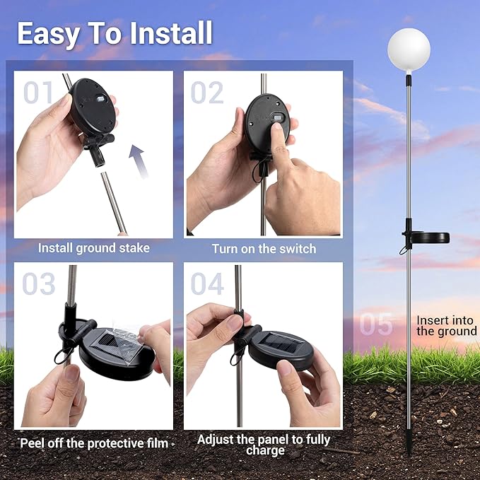 SOLPEX Solar Garden Lights 6 Pack, Solar Globe Lights Outdoor Waterproof, Multi-Color Changing Garden Spheres Outdoor Waterproof, Ball LED for Garden Decorations