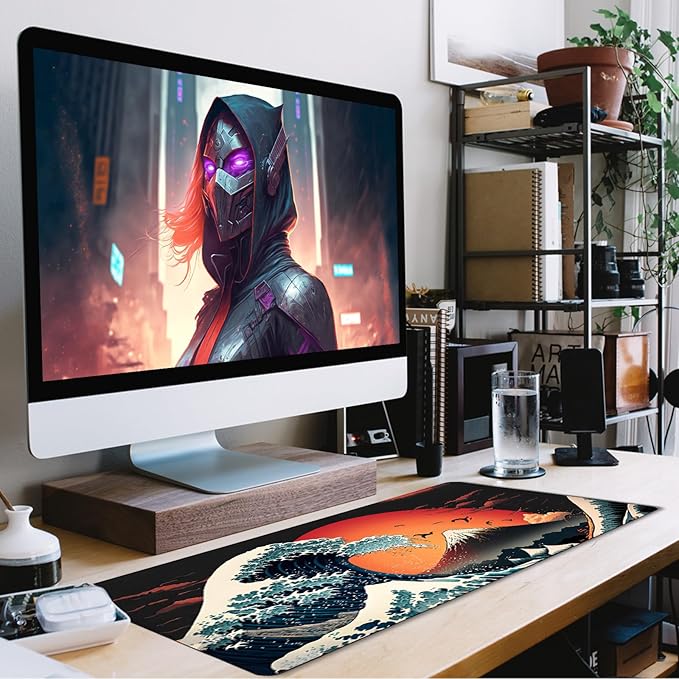 Big Mouse Pad, Upgrade Durable 31.5"x15.7" Larger Extended Mouse Pad for Gamer with Stitched Edges, Waterproof Non-Slip Base Long XXL Large Mousepad for Home Office Gaming Work, Full Moon Pattern