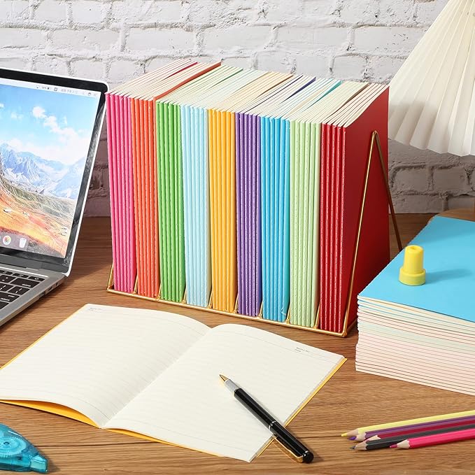 Handepo 100 Pack Composition Notebooks A5/A6 Ruled Lined Composition Kraft Notebooks Bulk Soft Cover Journals Travel Diary Memo for Students Classroom Office Supplies(A5,Blue)