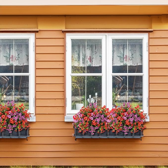 Artificial Flowers Faux Plants Outdoor Fake Flowers Spring Decor,12 Bundles Realistic Plastic Plant Colorful Daisy UV Resistant for Porch Patio Home Yard Garden Window Box Pot Planters