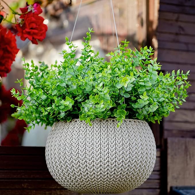 summer flower 10 Pack Artificial Boxwood Stems for Outdoors Unfading in The Sun Plastic Faux Plants Fake Foliage Shrubs Greenery for Garden Office Patio Wedding Farmhouse Indoor Decoration