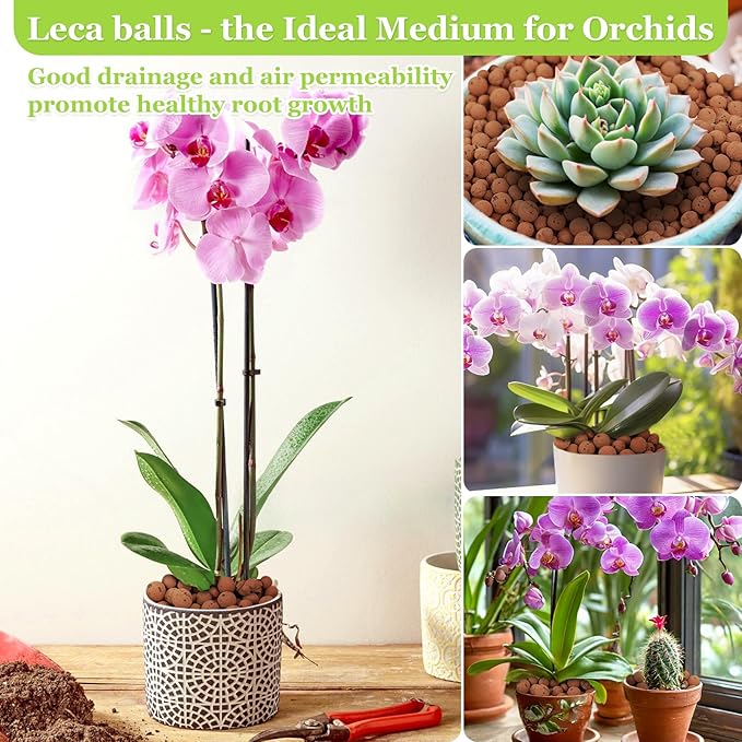 4 LBS Natural Leca Clay Pebbles for Plants- 4-16mm Expanded Clay Leca Balls for Indoor Plants, Hydroton Clay Pebbles for Plants Hydroponic & Aquaponics Growing, Orchids, Drainage, Terrarium