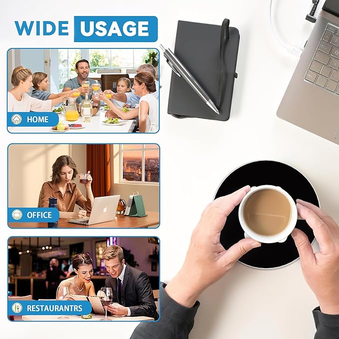 Drinks Coasters Set of 4, Black Cat Round 4" Cup Coasters, Absorbent Ceramic Stone Coasters with Cork Base, Cute Coasters for Table Home Décor, Ideal Gifts for Women Men