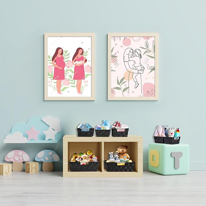 Sorbus Set of 9 Woven Storage Baskets – Mesh Hand-Woven Baskets for Organizing, Fabric Storage Bins for Linen Closet Organizer, Storage Baskets for Shelves, Home Organization and Decor (Black)