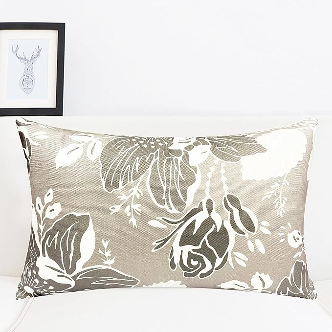 Decorative Throw Pillow Covers Set of 4 Grey Pillow Covers 12x20 inch Throw Pillow Cases Linen Square Pillow Case,Farmhouse Outdoor Modern Boho Pillow Covers for Couch Sofa Living Room