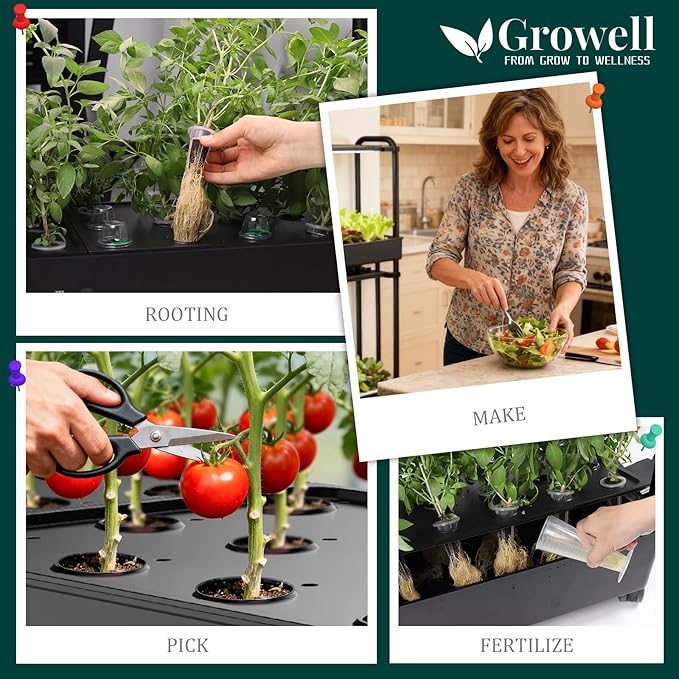 60-Pod Hydroponics Growing System, Large Vertical Hydroponic Garden with Smart Full-Spectrum Grow Lights, Auto Circulating Water, Mobile Indoor Gardening System for Herbs, Vegetables & Fruits