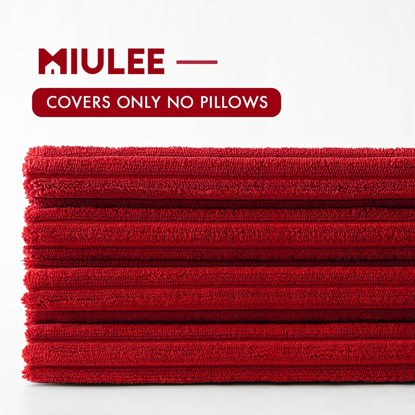 MIULEE Boho Farmhouse Throw Pillow Covers 18x18 Inch Set of 4 Mordern Nordic Cushion Covers Soft Corduroy Home Decor for Couch Bed Sofa Living Room Christmas Red