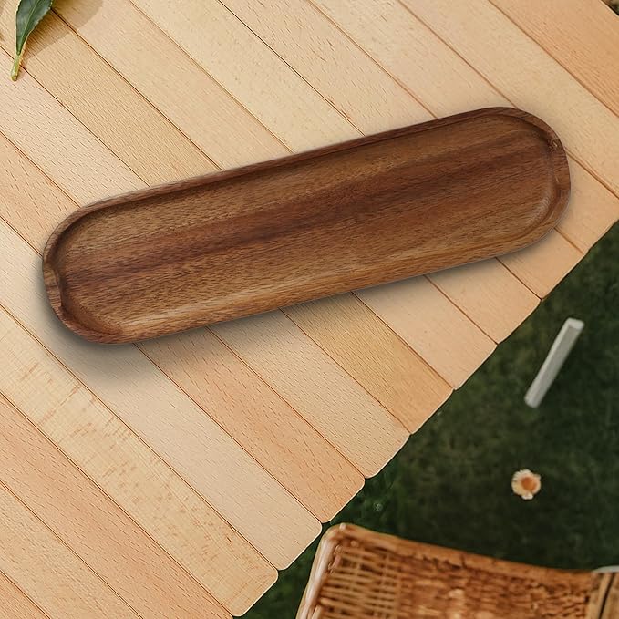 Wooden Tray Brown Pen Tray, Wood Desk Accessories, Minimalist Pen Rest Suitable for School, Home, Office Desk Art Accessories (9.8 * 2.8in)